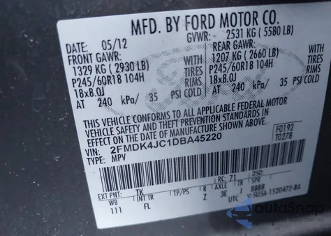 2013 Ford Edge Sel from USA, damaged, VIN 2FMDK4JC1DBA45220